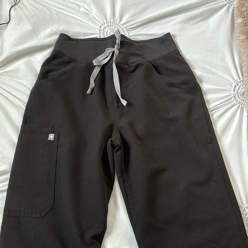 Small black high waisted Kade figs scrub pants